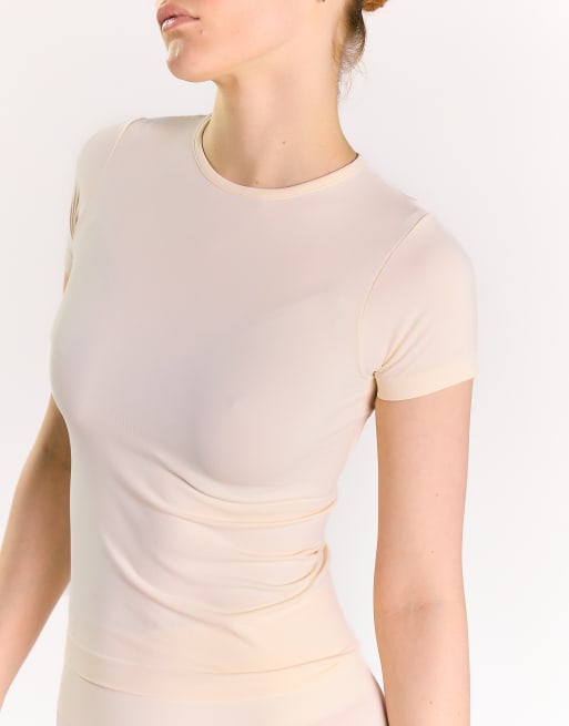 Agon Crew neck short sleeve top in off white, 3 of 4