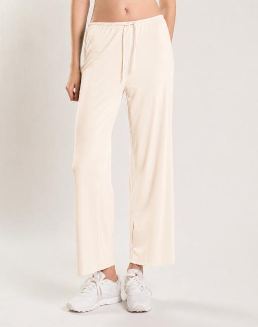 Agon Drawstring wide leg lounge trousers in cream, 4 of 4