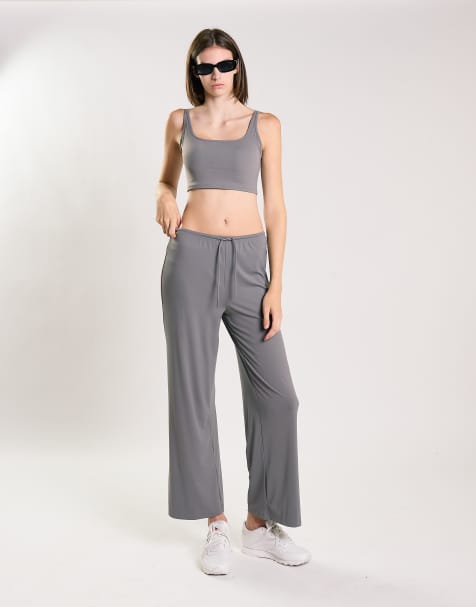 Agon Drawstring wide leg lounge trousers in grey - view 1