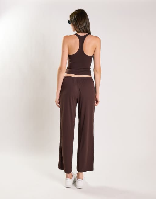 Agon Drawstring wide leg pants in brown, 2 of 4