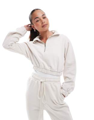 Agon Half-zip sweatshirt in stone-Neutral