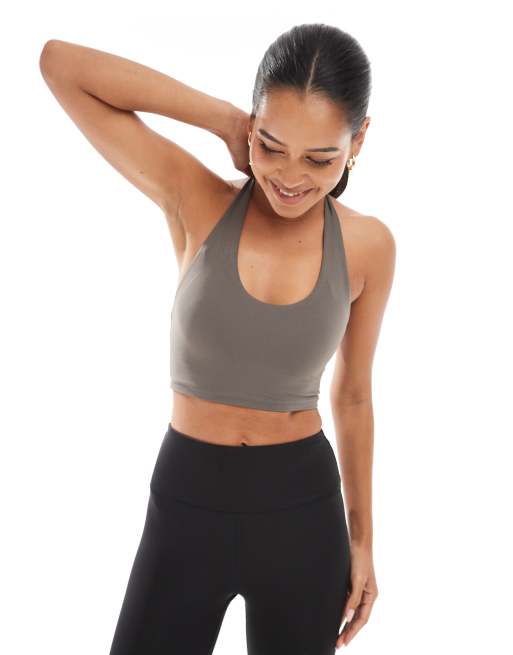 Agon Halterneck sports bra in khaki