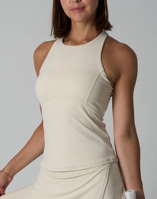 Agon High neck tank top in cream, 3 of 3