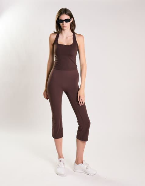 Agon High waist cropped leggings in brown - view 1