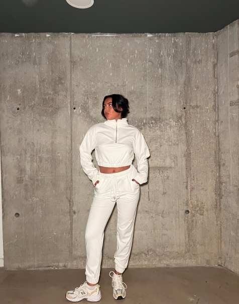 Agon High waisted cuffed length jogger in off white - view 1