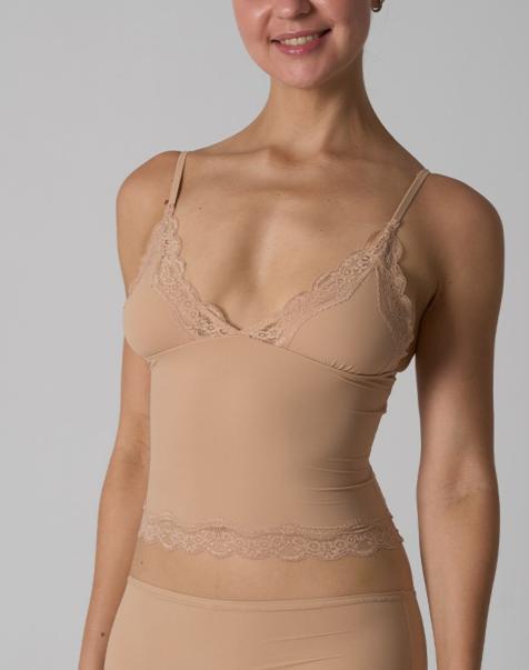 Agon Lace trim cami top in sand - view 1