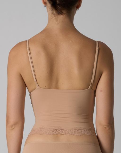 Agon Lace trim cami top in sand, 2 of 3