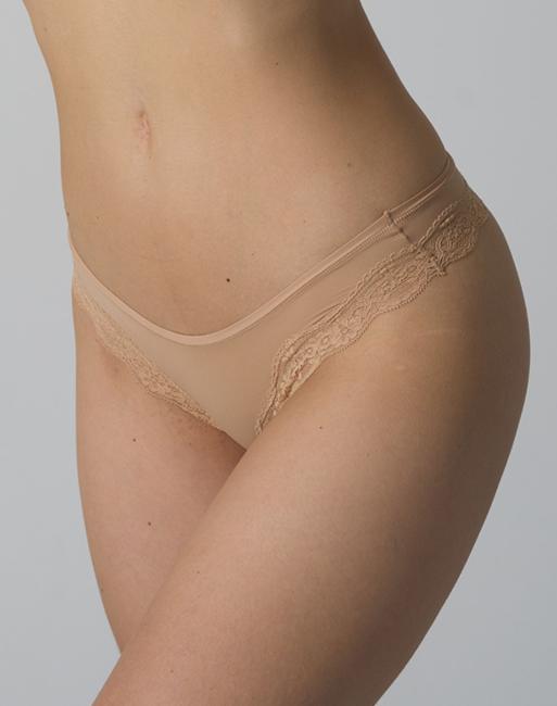Agon Lace trim thong in sand, 2 of 2