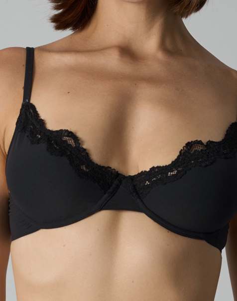 Agon Lace trim underwired bra in black - view 1