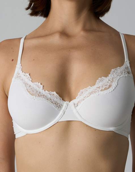 Agon Lace trim underwired bra in white - view 1