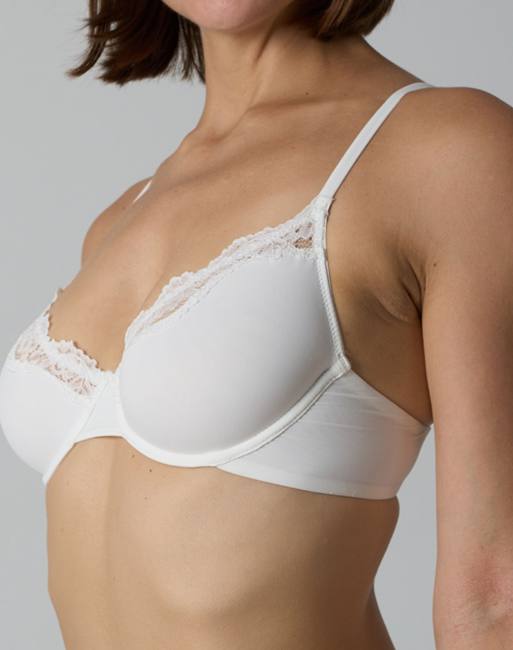 Agon Lace trim underwired bra in white, 2 of 3