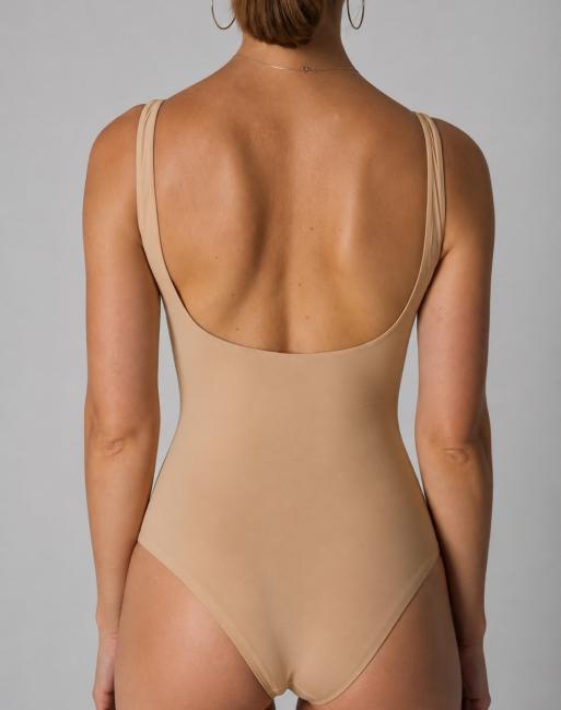 Agon Low back bodysuit in sand, 2 of 2