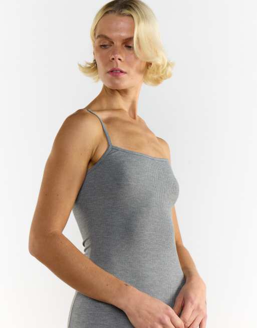 Agon Round neck tank dress in dark grey marl | ASOS
