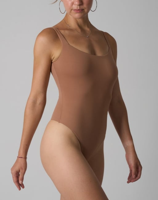 Agon Scoop neck bodysuit in tan, 2 of 3