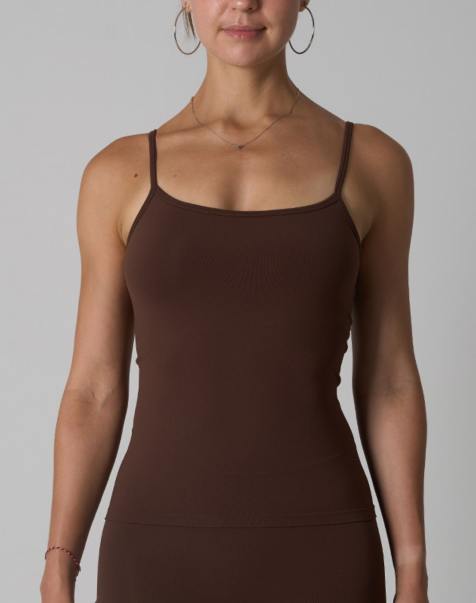 Agon Scoop neck cami top in brown - view 1