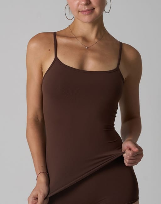 Agon Scoop neck cami top in brown, 2 of 3