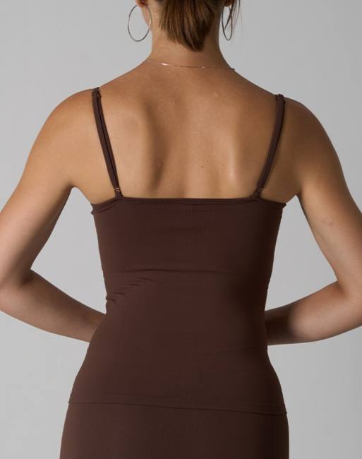 Agon Scoop neck cami top in brown, 3 of 3
