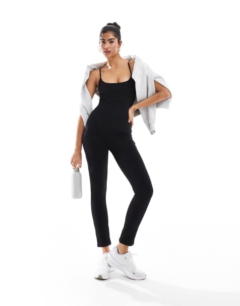 Agon Scoop neck full body gym unitard in black - view 1