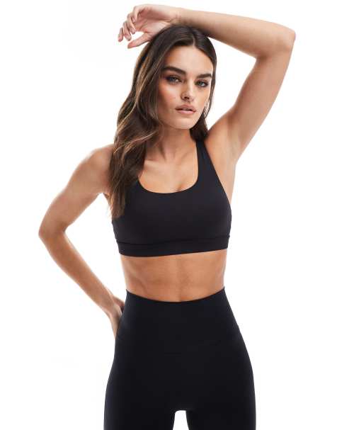 Agon Scoop neck gym bralette in black - view 1