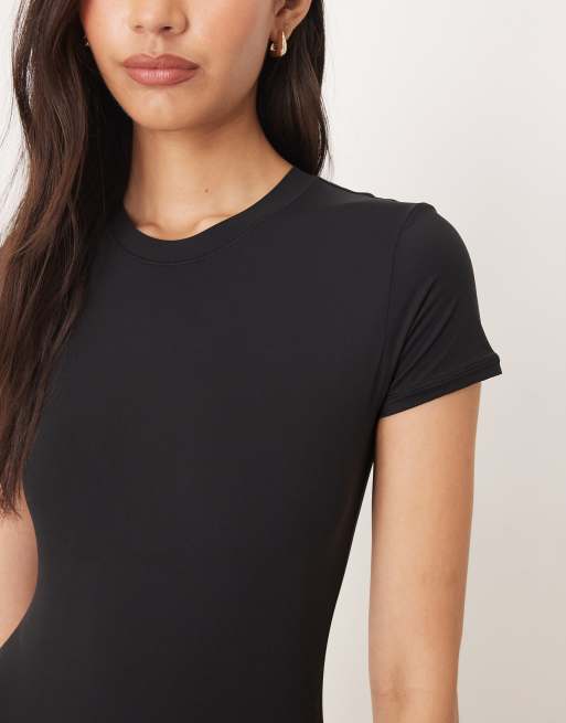 Agon Short sleeve crew neck bodysuit in black, 2 of 4