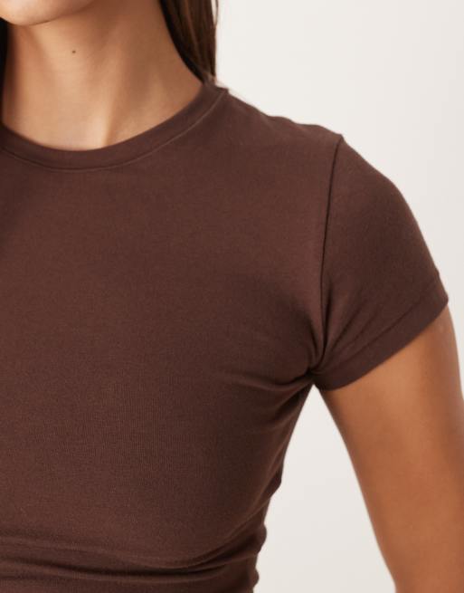 Agon Short sleeve crew neck bodysuit in coffee, 4 of 4
