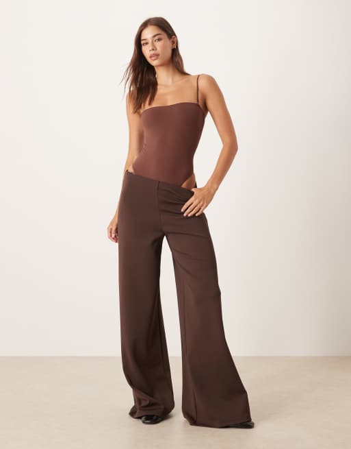Agon Square neck bodysuit in coffee, 4 of 4