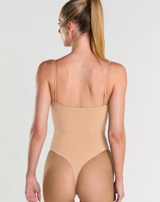 Agon Square neck bodysuit in sand, 2 of 2