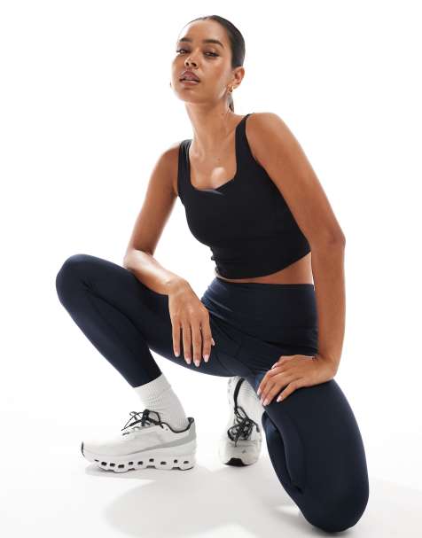 Agon Square neck sports top in black - view 1
