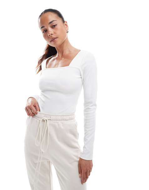 Agon Square neck top in off white - view 1