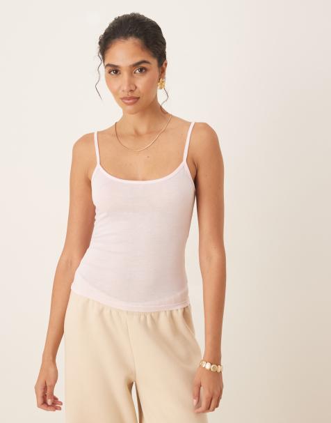 Agon Square neck vest top in light pink - view 1