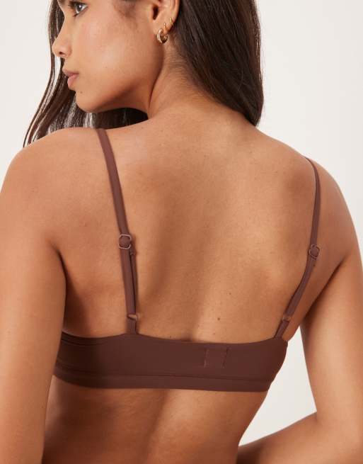 Agon Strappy bralette in brown, 3 of 4