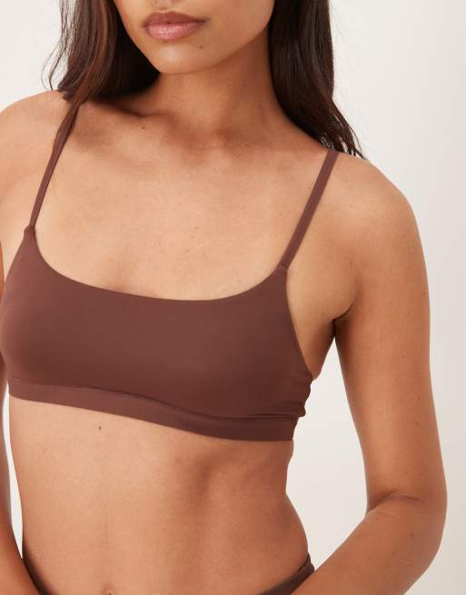 Agon Strappy bralette in brown, 4 of 4