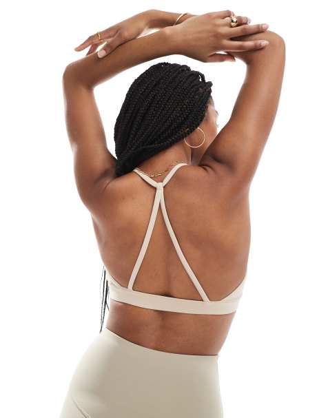 Agon Strappy sports bra in sand
