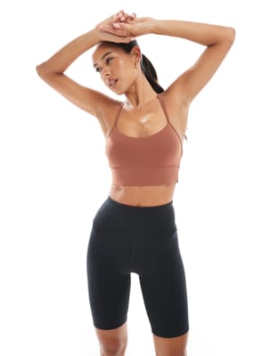 Agon Strappy sports bra in sienna-Brown