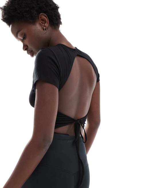 Agon Tie back tops in black, 4 of 4