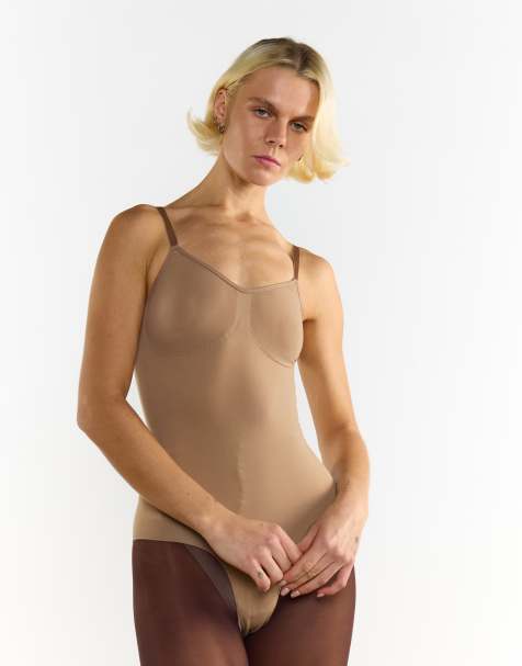 Agon V neck bodysuit in beige - view 1