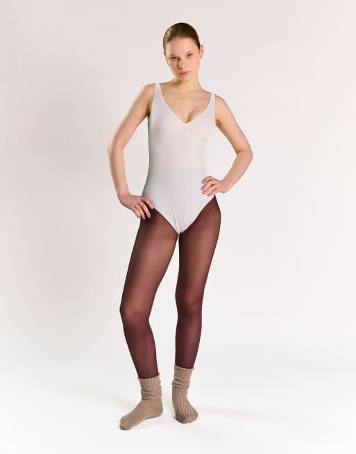 Agon V neck bodysuit in white, 3 of 4
