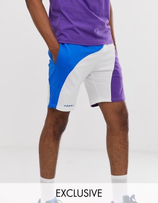 Agora logo shorts with contrast panelling-Blue