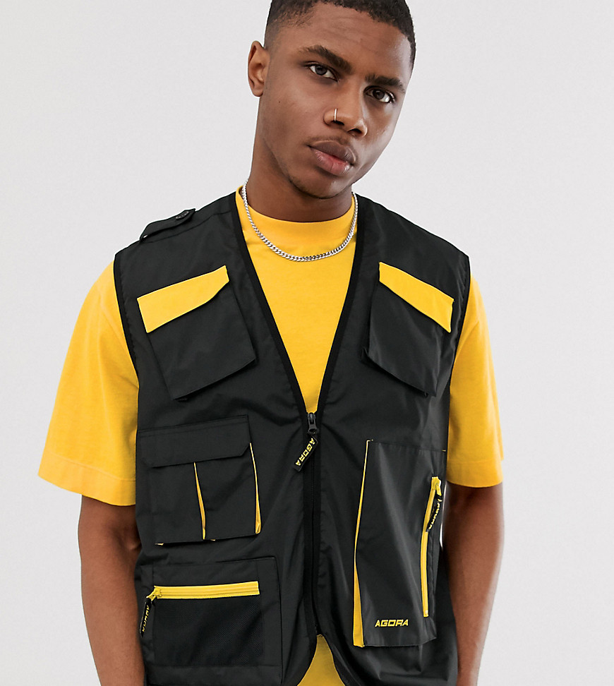 Agora nylon utility vest gilet-Black