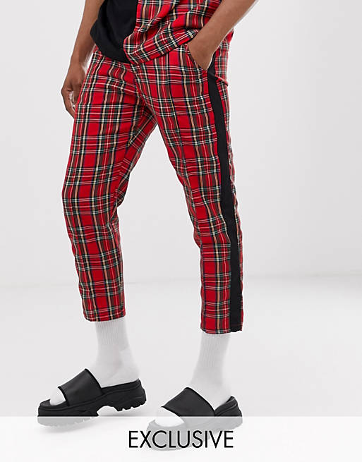 Agora relaxed cropped trousers in check with side stripe