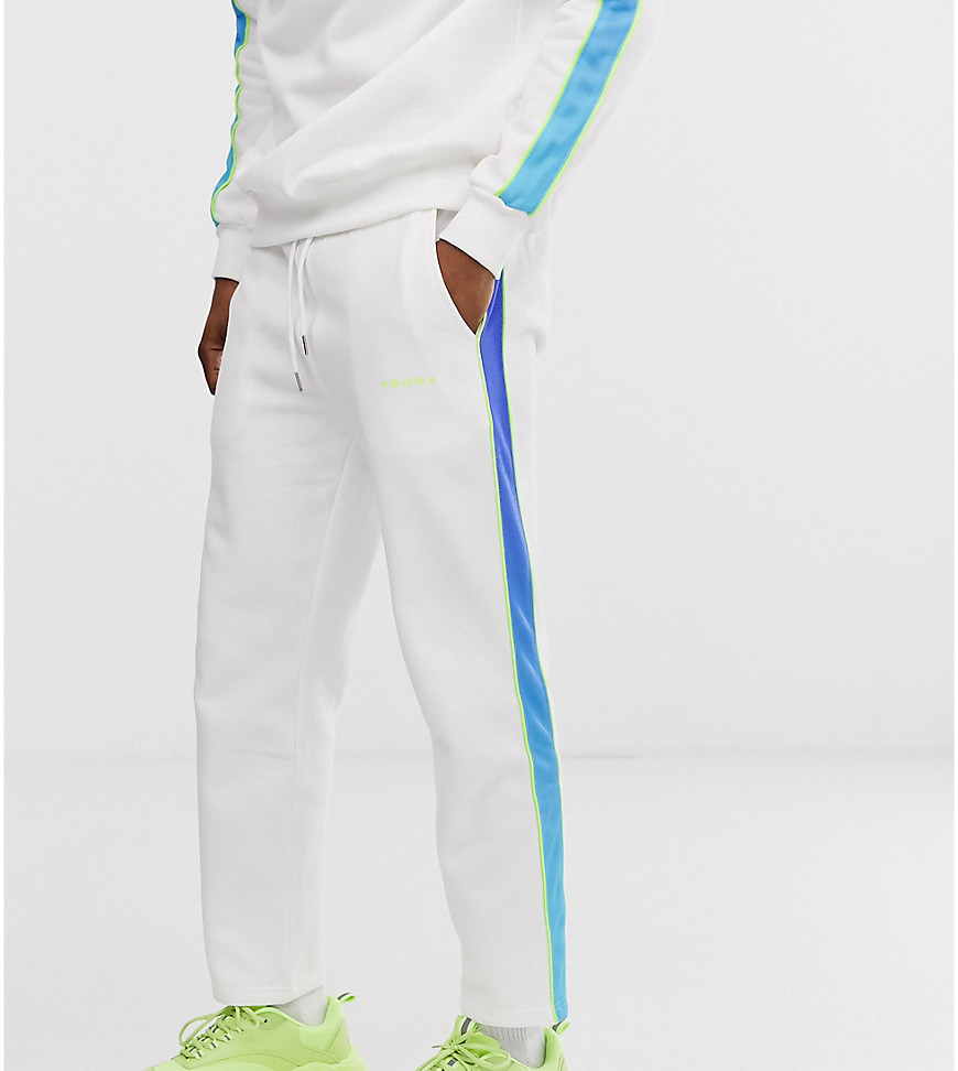 Agora skinny joggers with fade side stripe-White