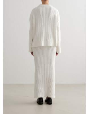 Aim'n - Almond White - Maxirock aus Rippstrick in Mandelweiß