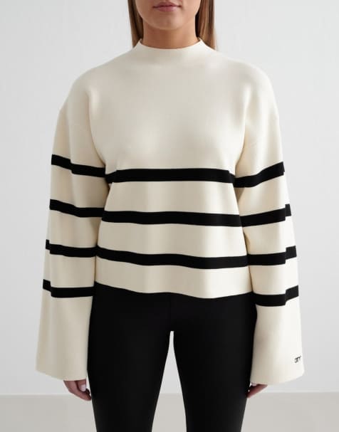Aim'n Almond white perfect knit long sleeve in almond white