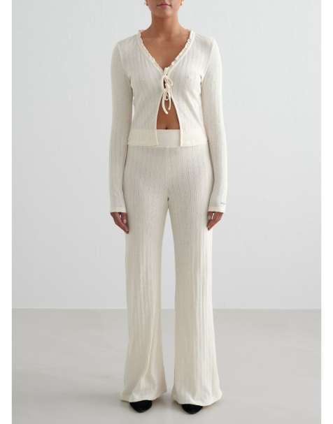 Aim'n Almond white pointelle pants in almond white