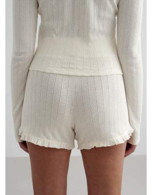 Aim'n Almond white pointelle shorts in almond white