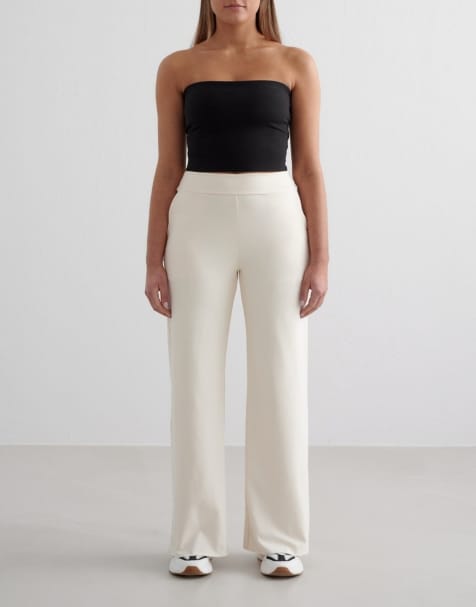 Aim'n - Almond White Sense - Wijde broek in amandelwit - view 1