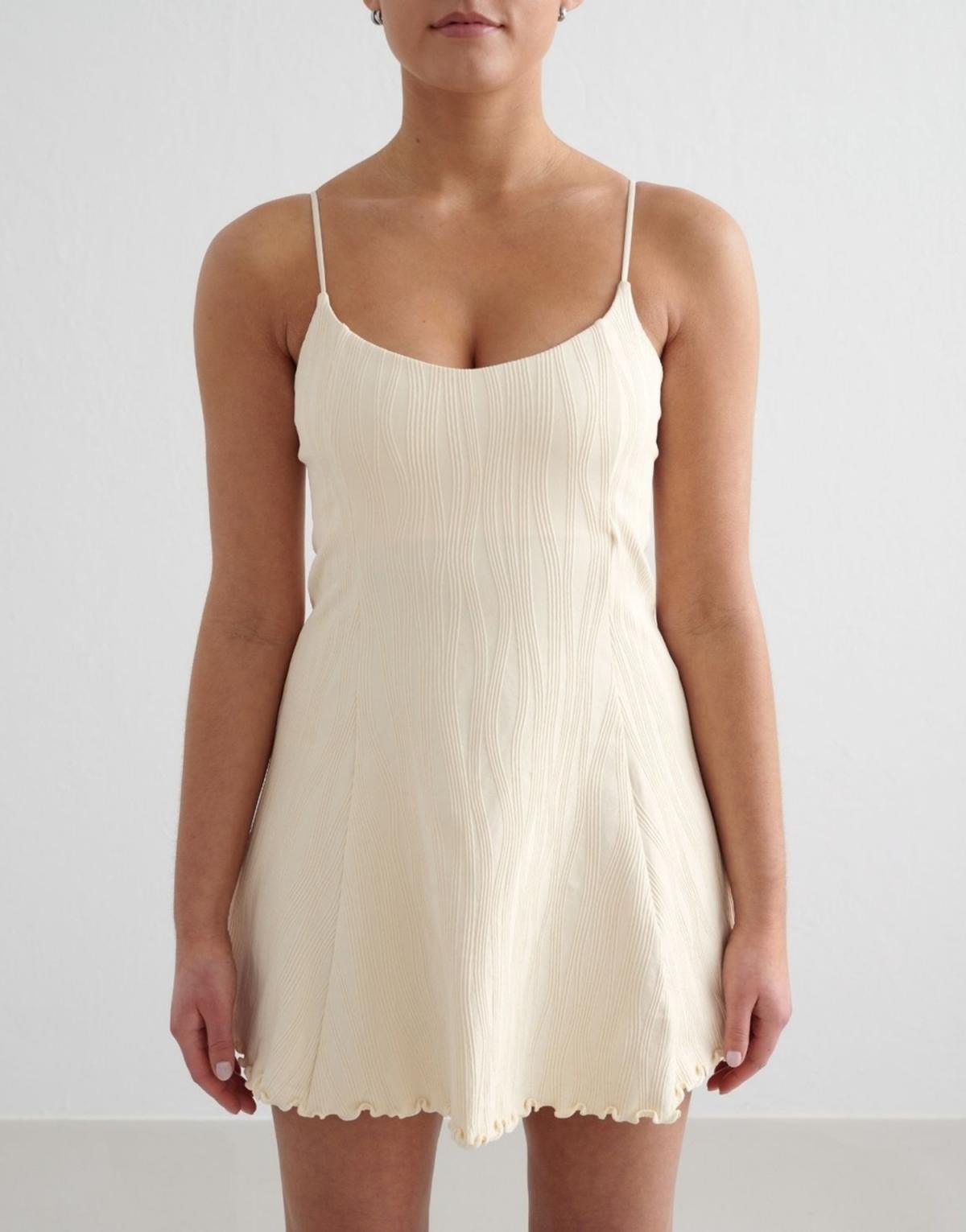 Aim'n Almond white tulip dress in almond white