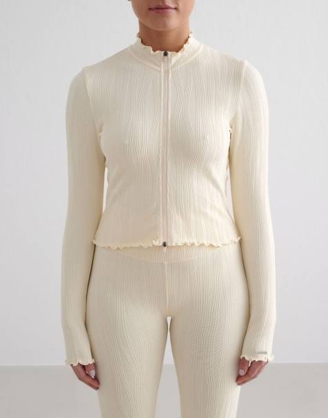 Aim'n – Almond White Tulip – Jacke in Mandelweiß mit Reißverschluss - view 1