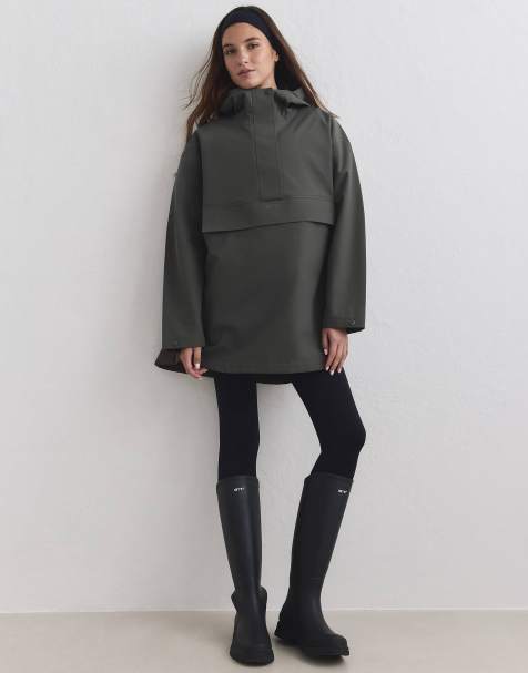 Aim'n - anorak oversize impermeable en dark ivy - view 1