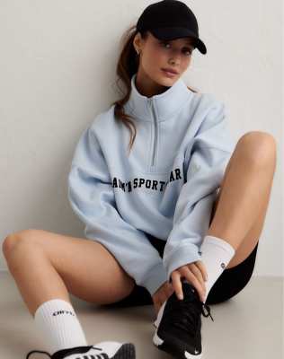 Aim'n - Aura - College-Sweatshirt in Aurablau mit kurzem Reißverschluss